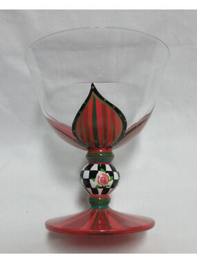 1 Amber Rose Red Gold Sherbet Glass Black White Check Nanette Vacher Ambiance